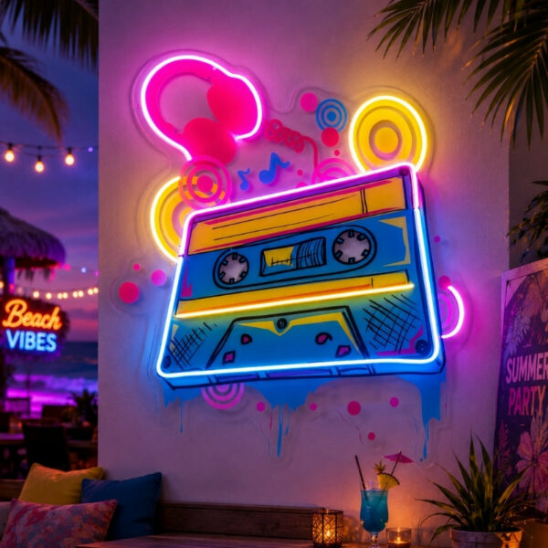 Beach & Summer Party Neon Signs - Retro Music Vibes
