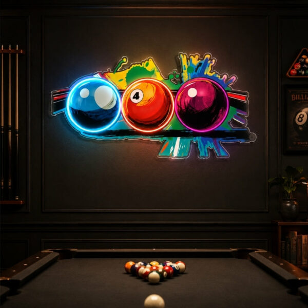 Billiards Neon Sign - Color Splash Pool Balls Decor