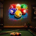 Billiards Neon Sign - Colorful Pool Balls Wall Decor