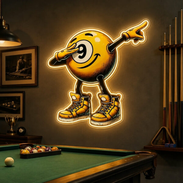 Billiards Neon Sign - Dabbing 9 Ball Pool Decor