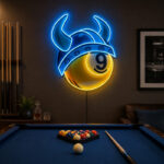 Billiards Pool Room Neon Sign - Viking 9 Ball Decor