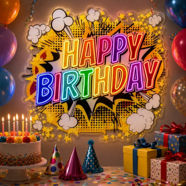 Birthday Neon Sign - Happy Birthday Party Wall Decor