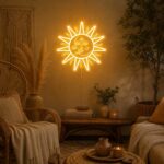Custom Boho Neon Sign | Sun Face LED Wall Decor for Bedroom & Lounge