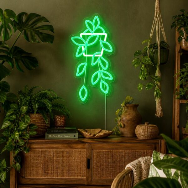 Custom Botanical Neon Sign | Hanging Vine LED Wall Decor for Bedroom & Living Room