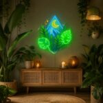 Custom Botanical Neon Sign | Mountain Leaf LED Wall Decor for Bedroom & Café