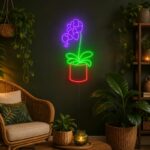 Custom Botanical Neon Sign | Orchid LED Wall Decor for Bedroom & Living Room