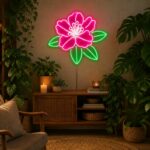 Custom Botanical Neon Sign | Pink Floral LED Wall Decor for Bedroom & Living Room