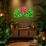 Custom Botanical Neon Sign | Tropical Floral LED Wall Decor for Bedroom & Café