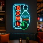 Custom Bowling Neon Sign | Retro Open LED Wall Decor for Game Room & Bar