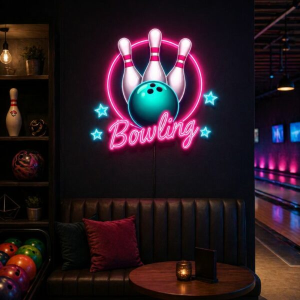 Custom Bowling Neon Sign | Retro LED Wall Decor for Game Room & Bar