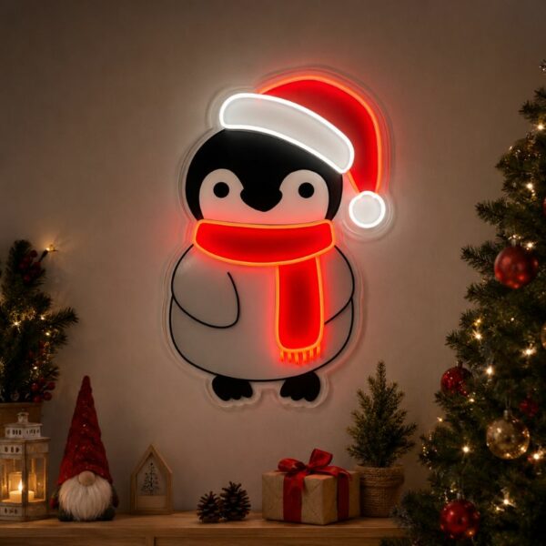 Christmas Neon Sign - Penguin LED Wall Decor Light
