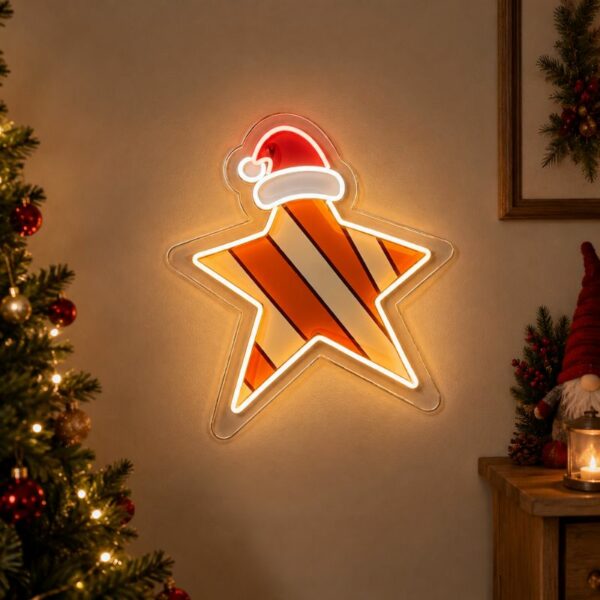 Christmas Neon Sign - Star LED Wall Decor for Home