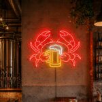 Custom Craft Beer Neon Sign | Crab Beer LED Wall Art for Bar & Home Brewery