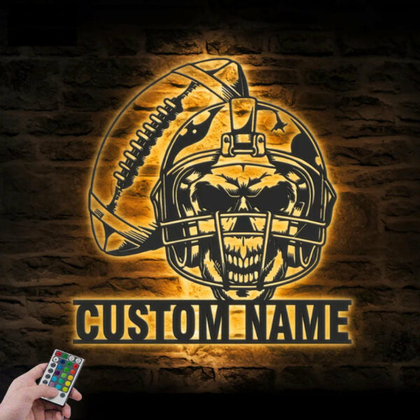Custom Name Football Player Name Sign Decoration, Metal Wall Signs With RGB Led Light
