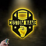 Custom Name Football Player Name Sign Decoration, Metal Wall Signs With RGB Led Light