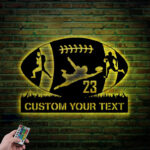 Custom Name Football Player, Metal Wall Signs With RGB Led Light