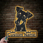 Custom Name Manchester Terrier Dog Metal Sign With LED Lights