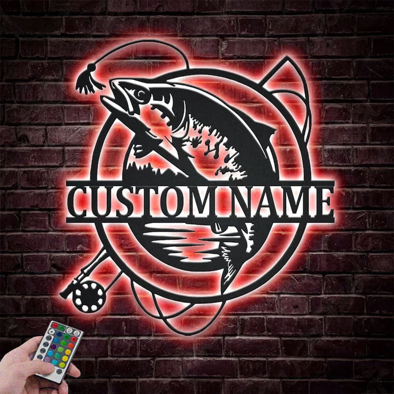 CustomNameTroutFishingFishPoleMonogramMetalWallSignsWithRGBLedLight.jpg