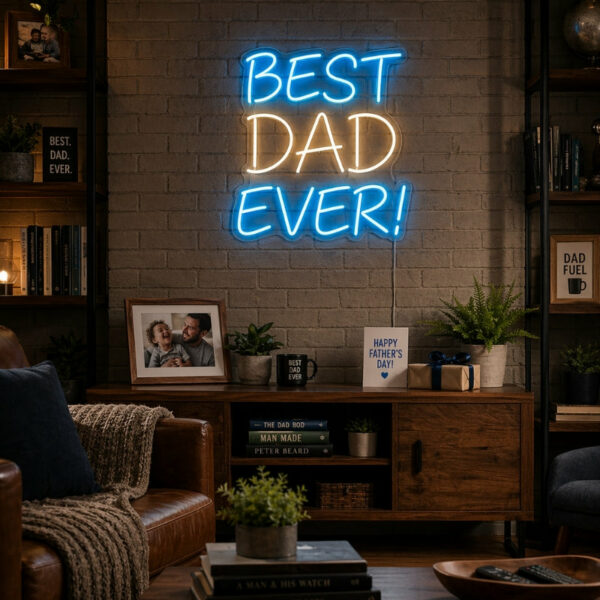 Best Dad Ever Neon Sign | LED Wall Decor for Man Cave & Dad’s Room