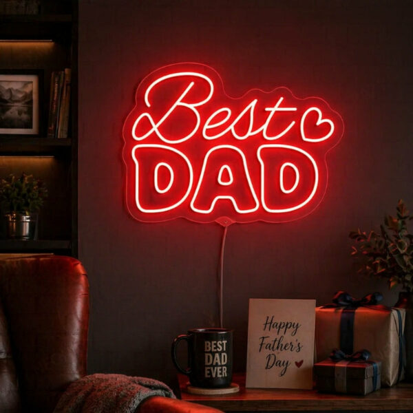 Best Dad Neon Sign | LED Wall Decor for Man Cave & Dad’s Room