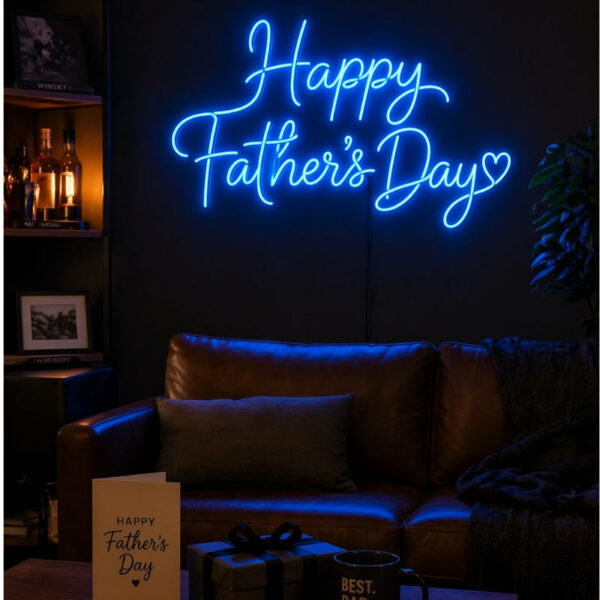 Happy Father’s Day Blue Neon Sign | LED Wall Decor for Man Cave & Garage
