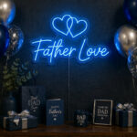 Father Love Neon Sign | Blue LED Wall Decor for Dad’s Room & Lounge