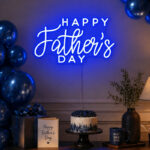 Happy Father’s Day Blue Neon Sign | LED Wall Decor for Man Cave & Garage