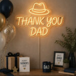 Thank You Dad Neon Sign | Hat LED Wall Decor for Man Cave & Father’s Day Gift