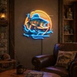 Custom Fishing Neon Sign | Bass LED Wall Decor for Cabin & Man Cave