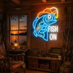Custom Fishing Neon Sign | Fish On LED Wall Decor for Cabin & Man Cave