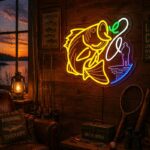 Custom Fishing Neon Sign | Fish & Angler LED Wall Art for Cabin & Man Cave