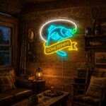 Custom Fishing Neon Sign | Gone Fishing LED Wall Light for Cabin & Man Cave