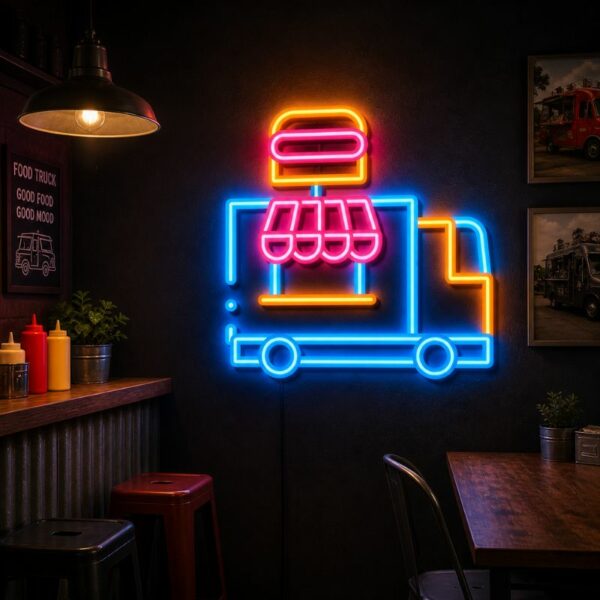 Custom Food Truck Neon Sign | Burger Truck LED Wall Decor for Café & Restaurant