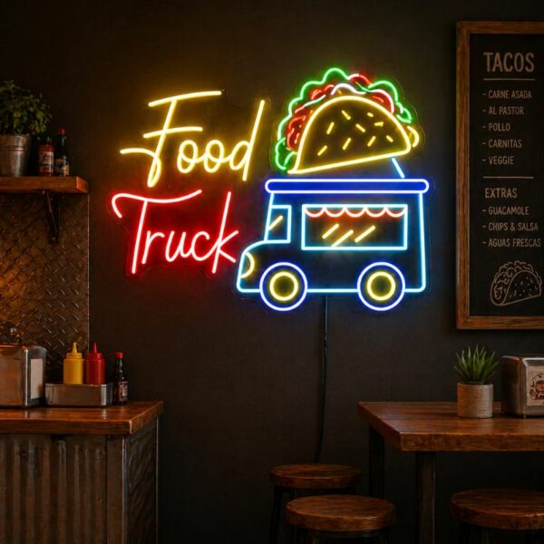 Custom Food Truck Neon Sign | Tacos Truck LED Decor for Food Truck & Café