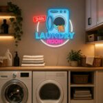 Funny Laundry Room Neon Sign | 24H Washer LED Decor for Laundry Room & Laundromat