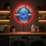 Funny Laundry Room Neon Sign | Wash Dry LED Decor for Laundry Room & Utility Space