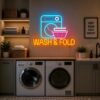 Funny Laundry Room Neon Sign - Wash & Fold LED Decor