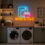 Funny Laundry Room Neon Sign - Wash & Fold LED Decor