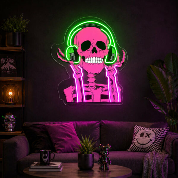 Funny Neon Sign - DJ Skull LED Wall Decor Sign