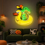 Funny Neon Sign - Lucky Duck Money LED Wall Decor