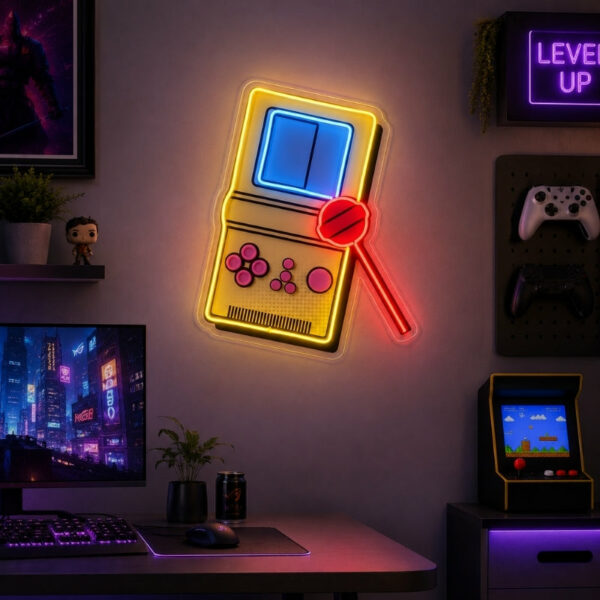 Gaming Room Neon Sign - Retro Handheld Console Decor