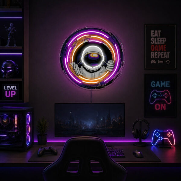 Gaming Room Neon Signs - Astronaut Portal Wall Decor