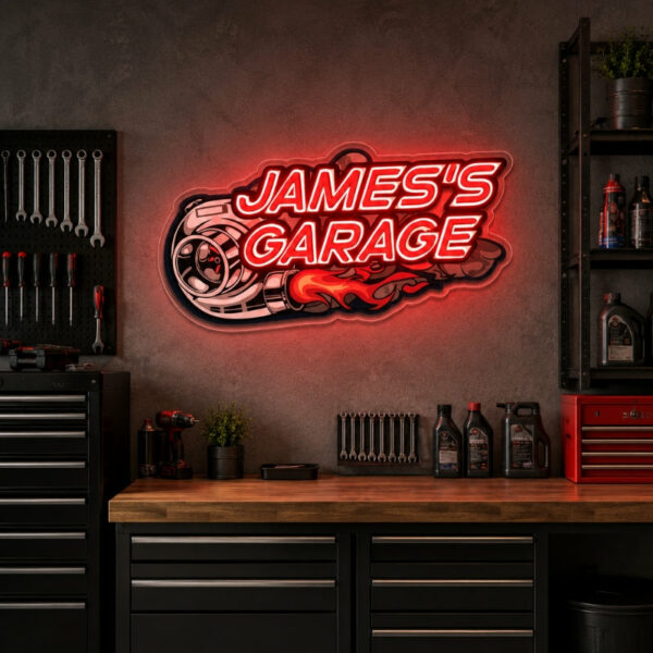 Garage Neon Sign - Custom Turbo Workshop Wall Decor