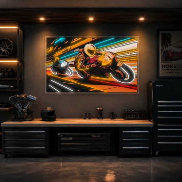 Garage Neon Sign - Motorcycle Racing LED Wall Decor