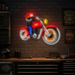 Garage Neon Sign - Motorcycle Rider LED Wall Decor