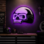 Garage Neon Sign - Purple Skull Helmet Wall Decor Art