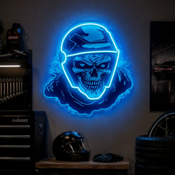 Garage Neon Sign - Skull Rider LED Wall Decor