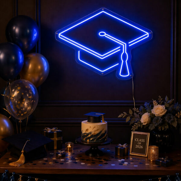 Graduation Neon Sign 2026 - Cap Wall Party Decor