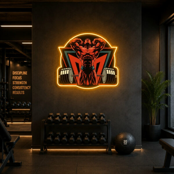 Gym Neon Sign Motivational - Bodybuilder Wall Light