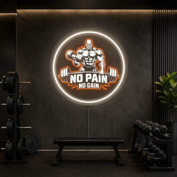 Gym Neon Sign Motivational - No Pain No Gain Light
